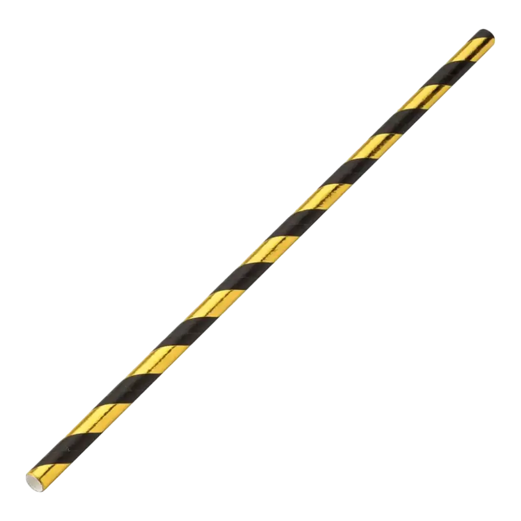 Paper straw striped Gold/Black20cm /ø6mm (250 pcs)