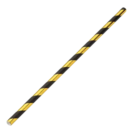 Paper straw striped Gold/Black20cm /ø6mm (250 pcs)