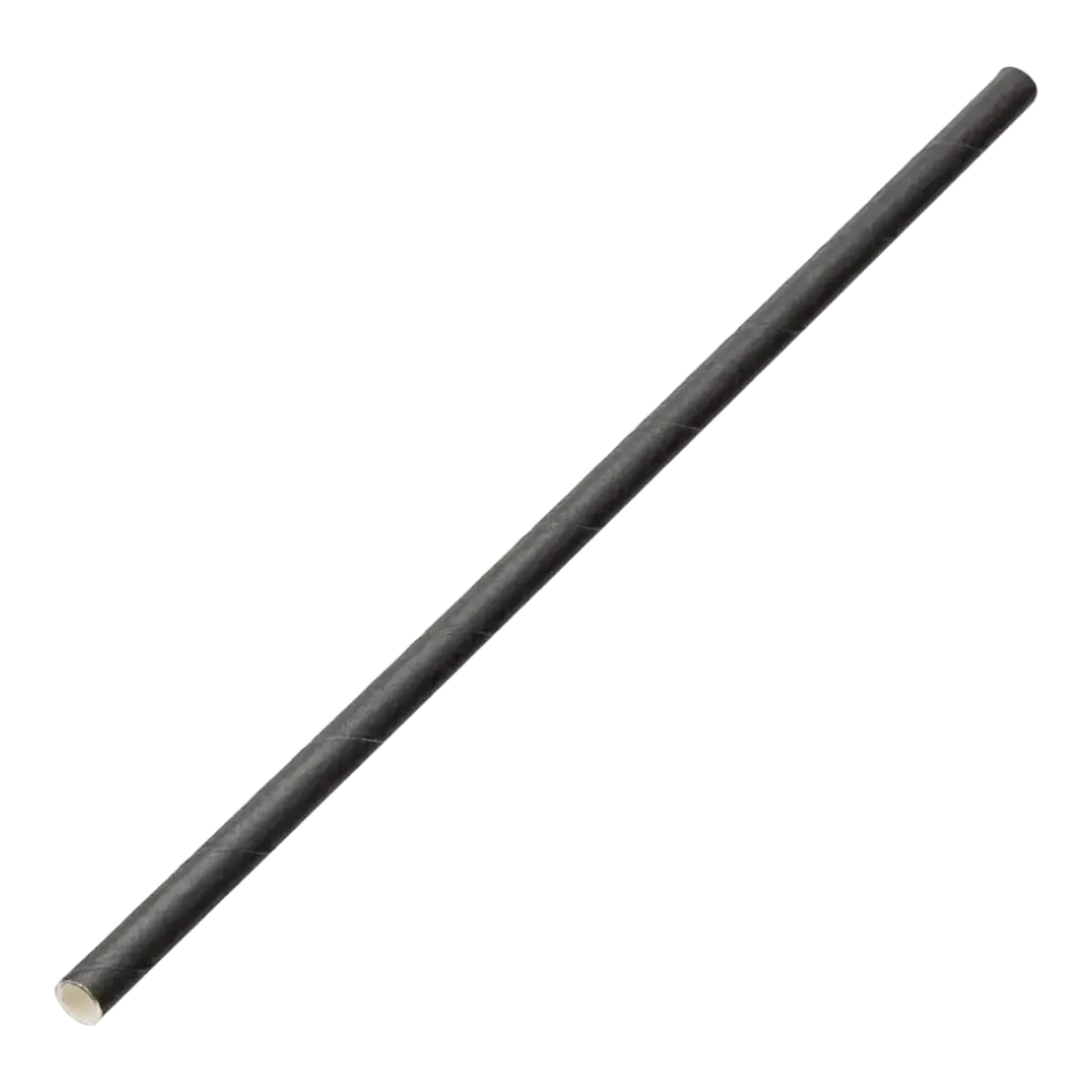 Paper straw black 20cm /ø6mm (100 pcs)