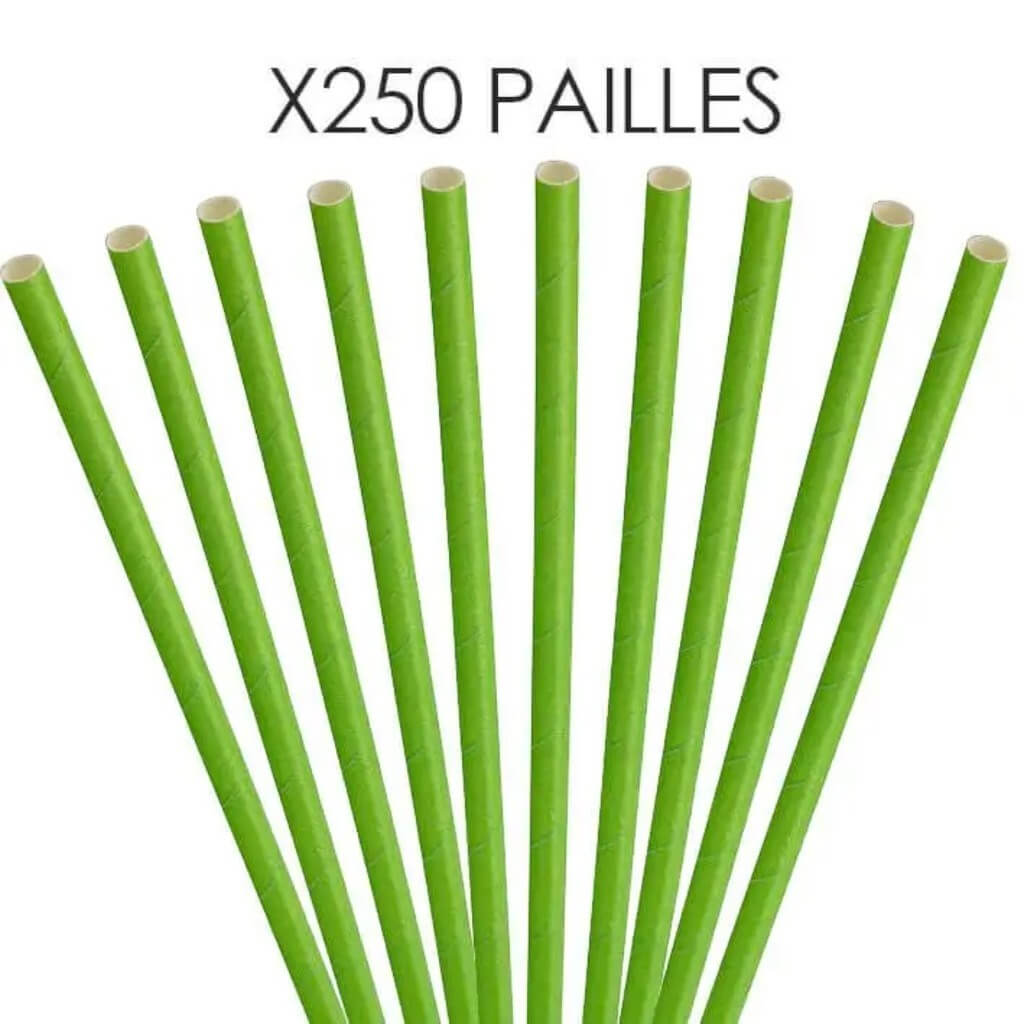 Paper straw green 20cm /ø6mm (250 pcs)