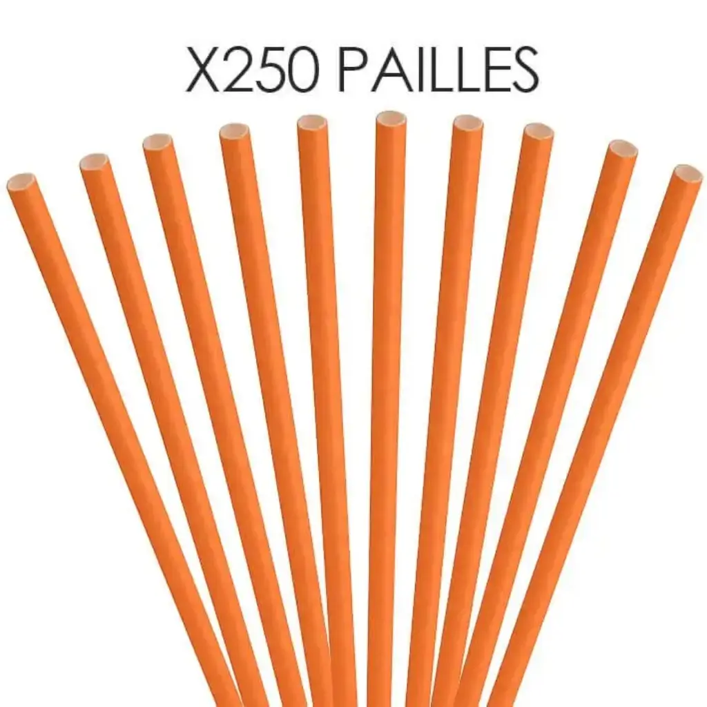 Paper straw orange 20cm /ø6mm (250 pcs)