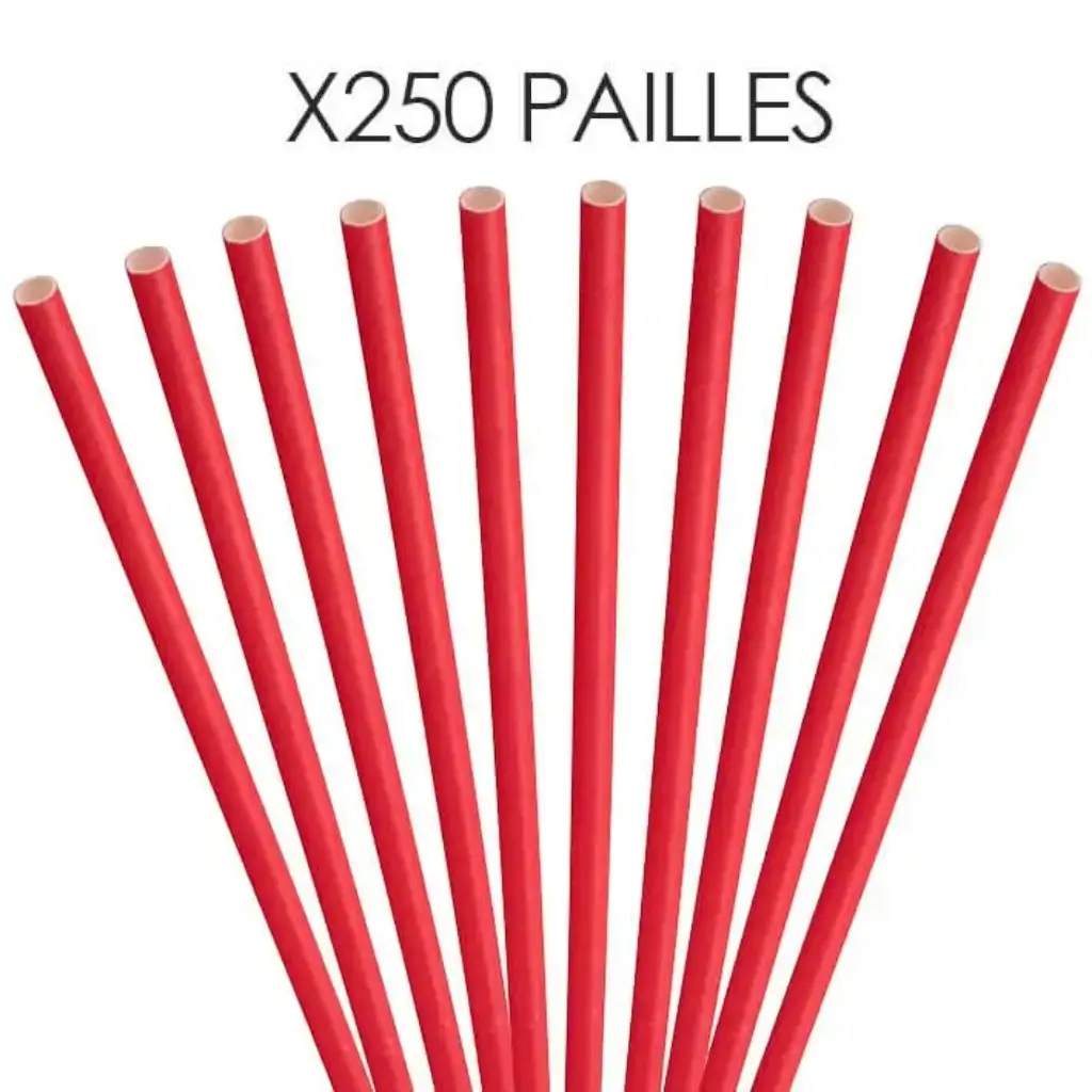 Red paper straw 20cm /ø6mm (250 pcs)