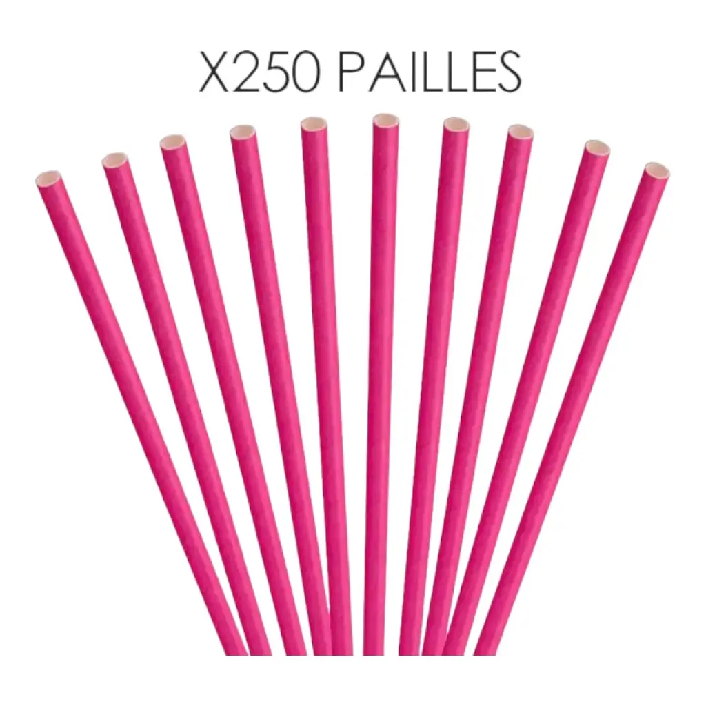 Paper straw pink 20cm /ø6mm (250 pcs)