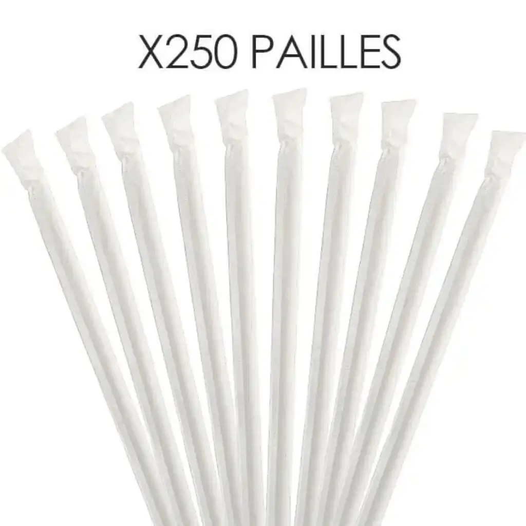White paper straw, individually wrapped (250 pcs)