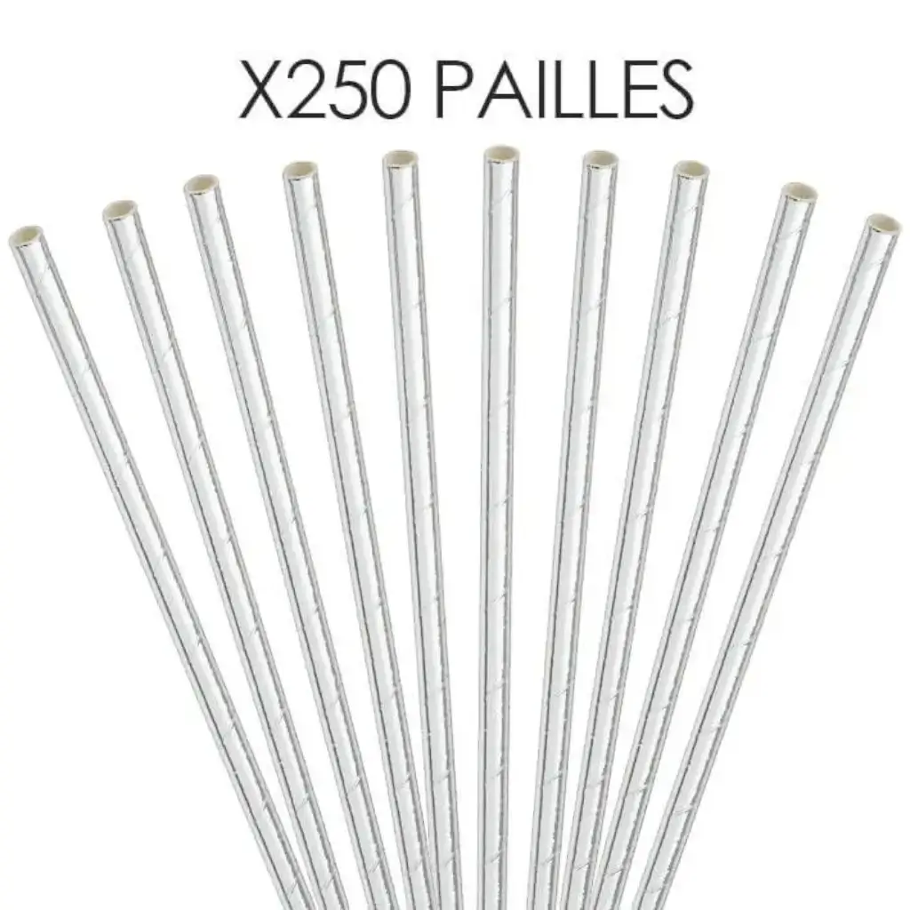 Paper straw Silver/Silver 20cm /ø6mm (250 pcs)