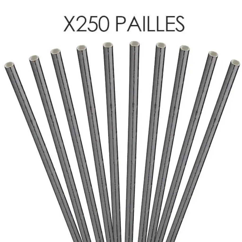 Black metallic paper straw 20cm /ø6mm (250 pcs)