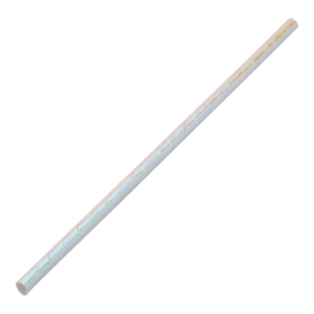 White iridescent paper straw 20cm /ø6mm (250 pcs)