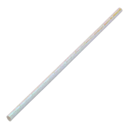 White iridescent paper straw 20cm /ø6mm (250 pcs)
