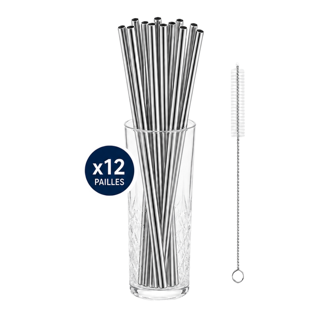 Reusable stainless steel straw 21,5cm /ø6mm (12pcs)
