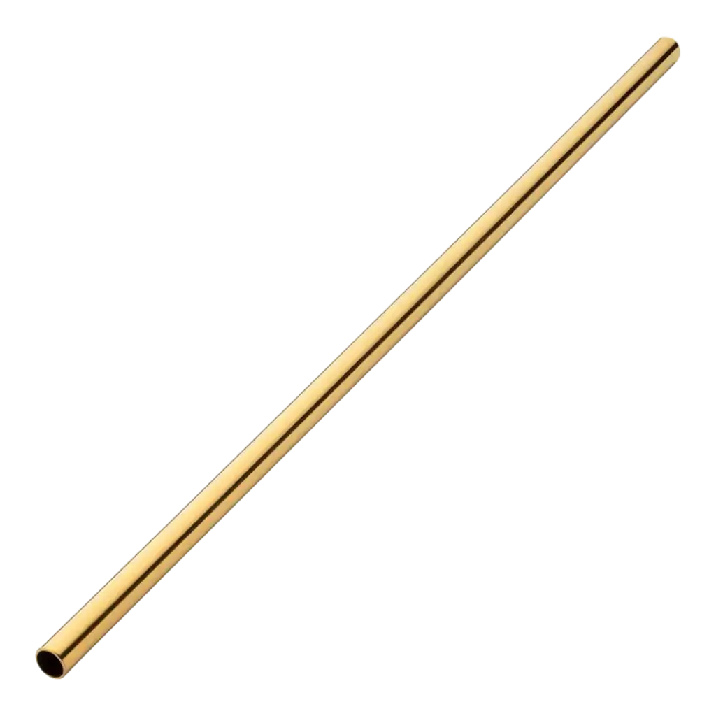 Reusable stainless steel straw Gold 14cm /ø6mm (12pcs)