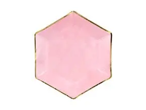 Pink paper plate with gold rim (Set of 6)