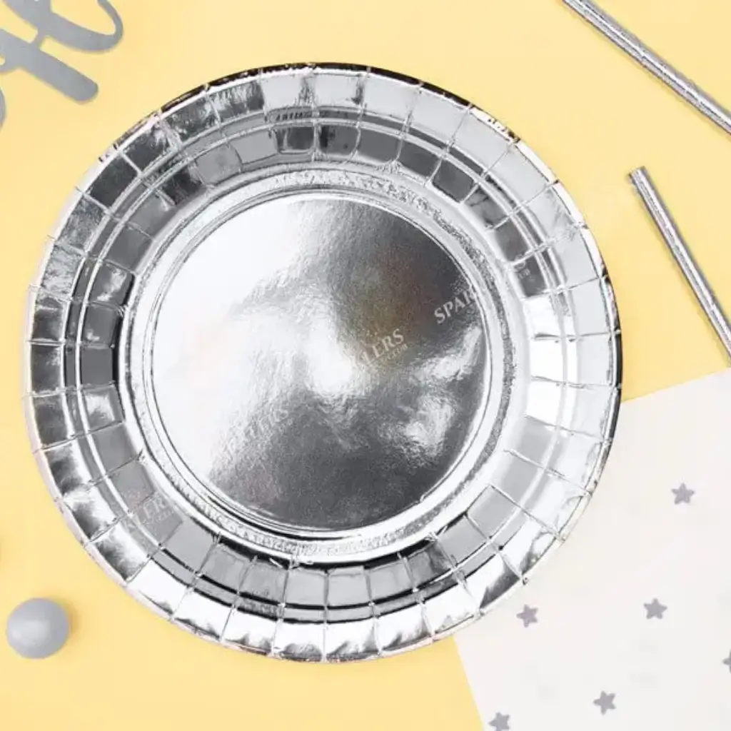 Round paper plate silver ø18cm (Set of 6)