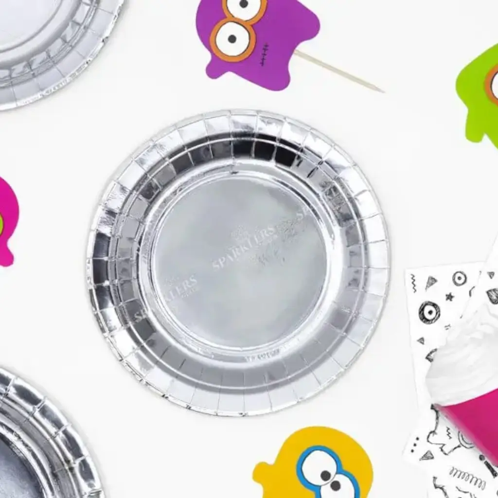 Round paper plate silver ø18cm (Set of 6)