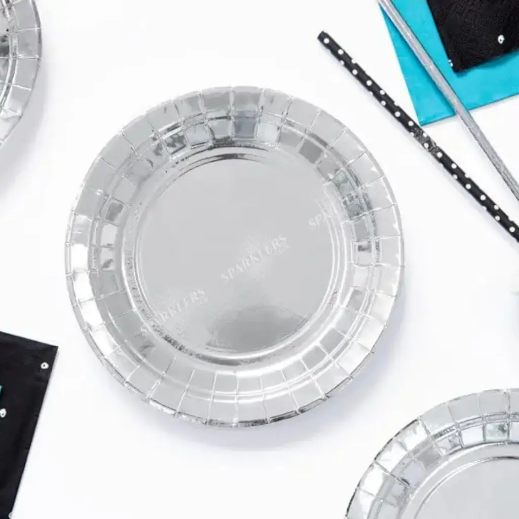 Round paper plate silver ø18cm (Set of 6)