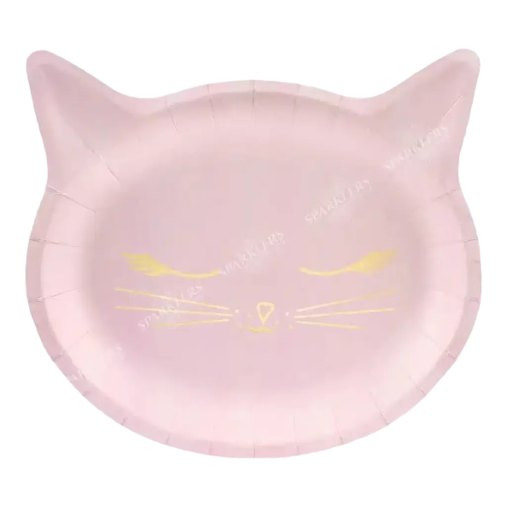 Pink paper plate Cat's head shape (Set of 6)