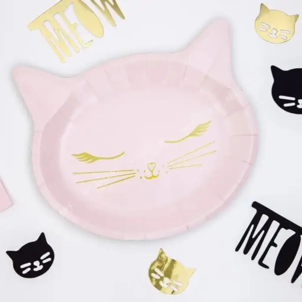 Pink paper plate Cat's head shape (Set of 6)