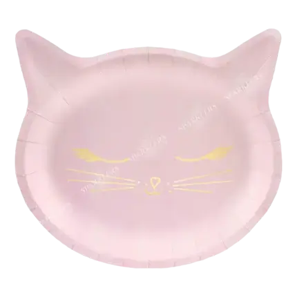 Pink paper plate Cat's head shape (Set of 6)