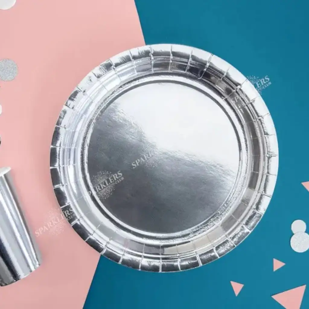 Round paper plate silver ø23cm (Set of 6)