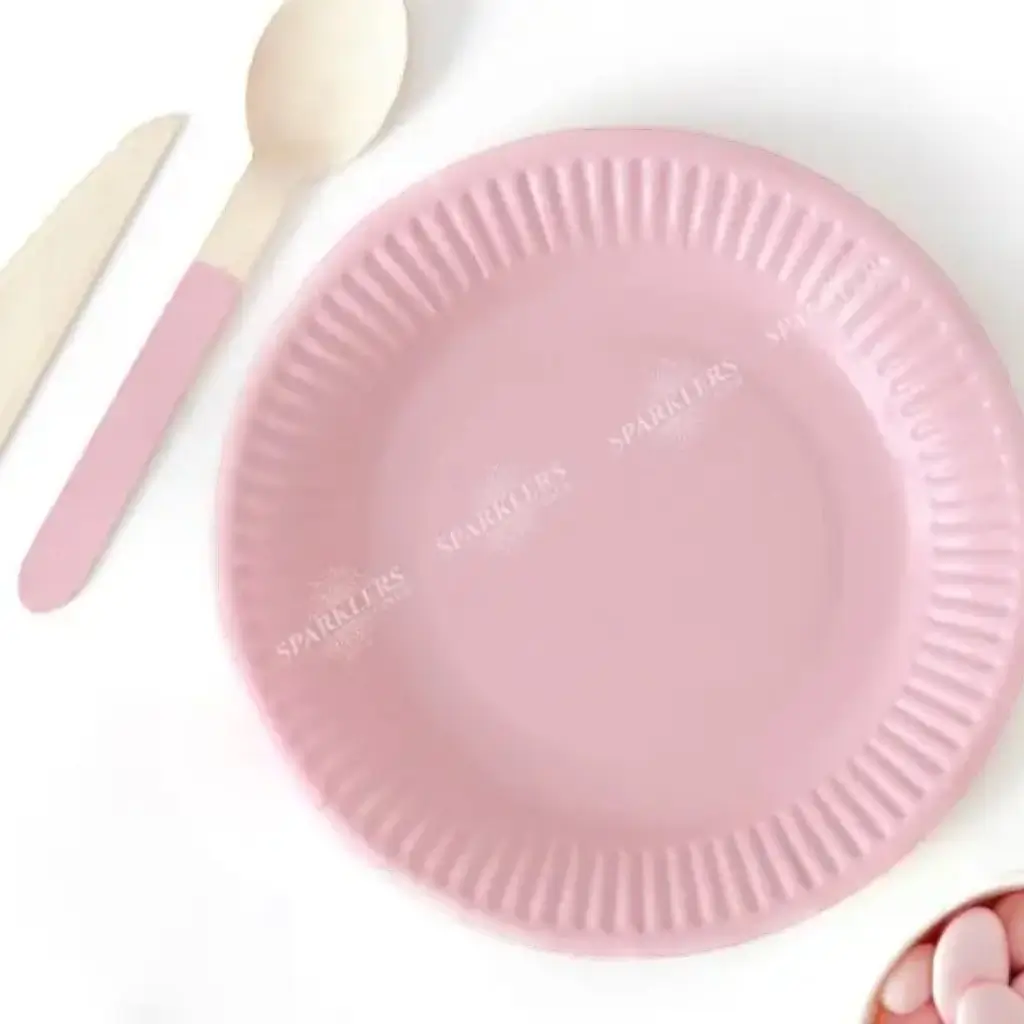 Round paper plate pink ø18cm (Set of 6)