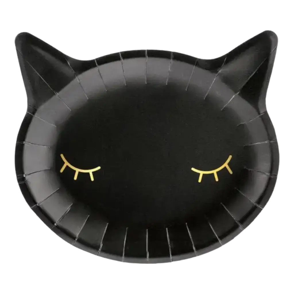 Black paper plate cat head shape (Set of 6)