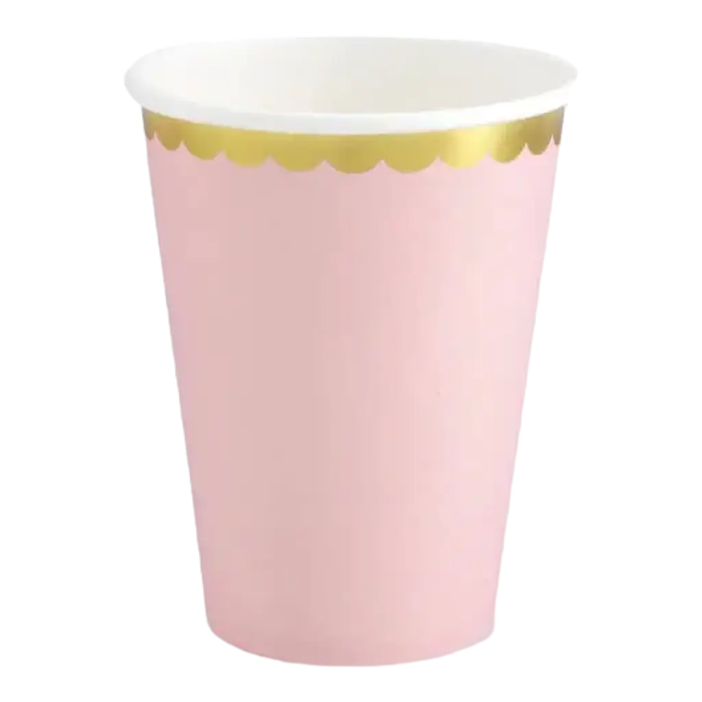 Pink paper cup with gold rim (Set of 6)