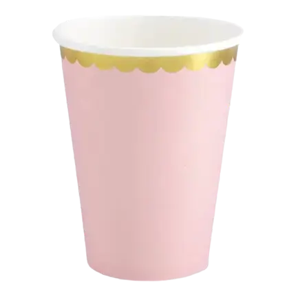 Pink paper cup with gold rim (Set of 6)