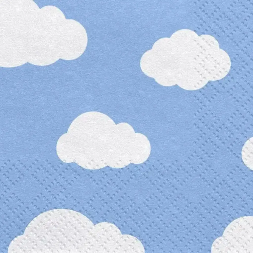 Light blue paper towel with cloud pattern (Set of 20)