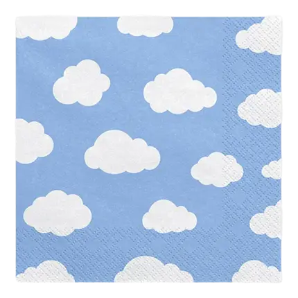 Light blue paper towel with cloud pattern (Set of 20)