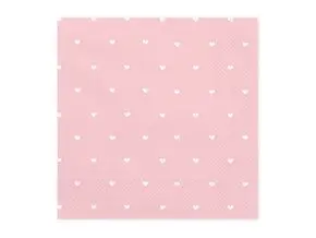 Light pink paper towel with white heart design (Set of 20)