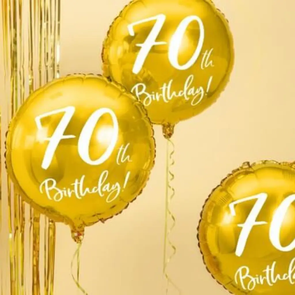 70th Birthday Balloon Gold ø45cm