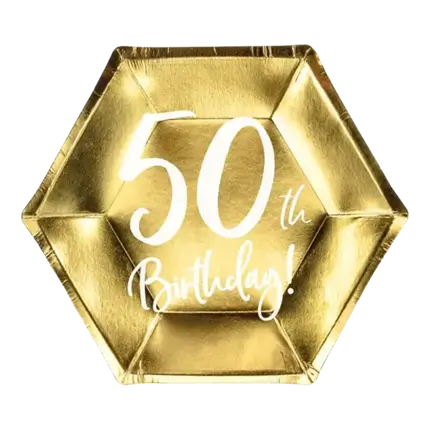 50th Birtdhay gold paper plate (Set of 6)
