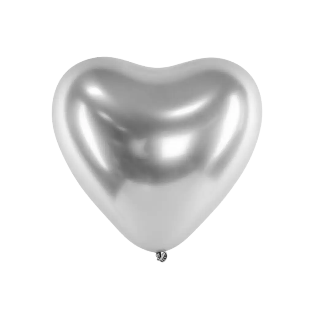 Pack of 50 Silver Heart Balloons