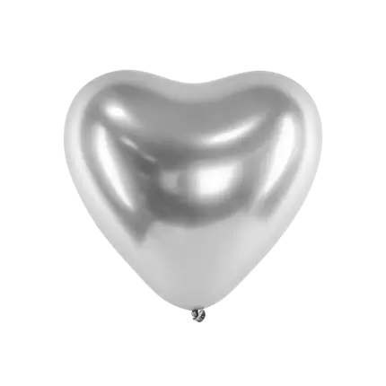 Pack of 50 Silver Heart Balloons