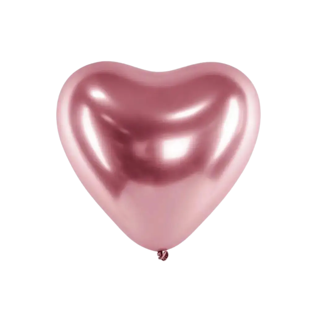 Pack of 50 Metallic Heart Balloons Rose Gold