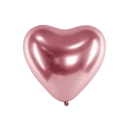 Pack of 50 Metallic Heart Balloons Rose Gold