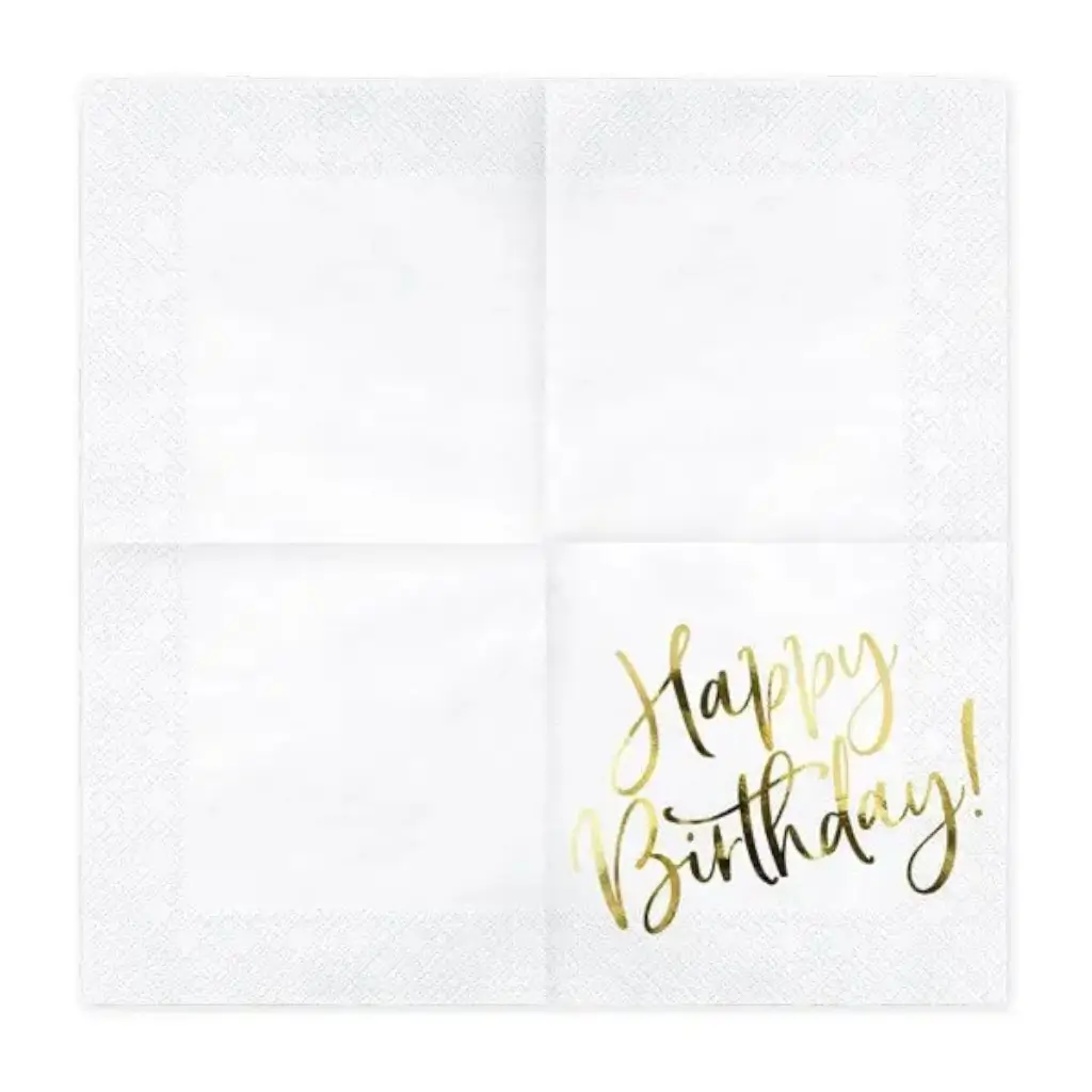 Happy Birthday Gold Paper Napkins (Set of 20)
