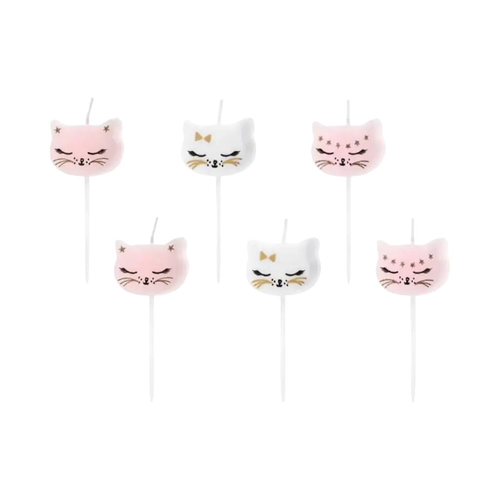 Pink cat head candle (set of 6)