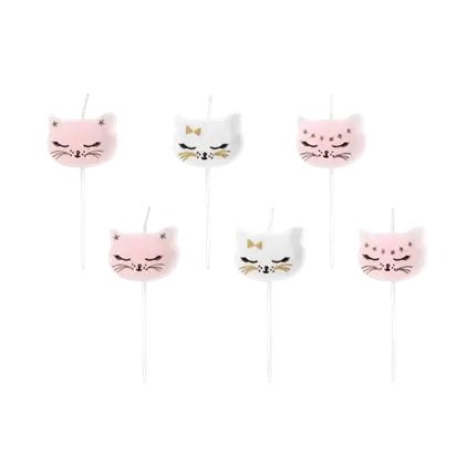 Pink cat head candle (set of 6)
