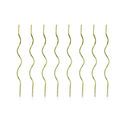 8 gold curly birthday candles (14cm)