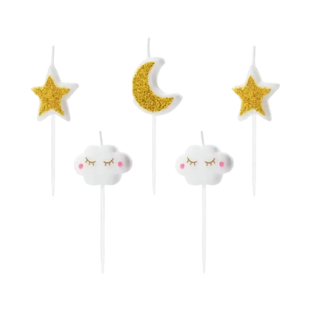 Little Star" birthday candles Gold (set of 5)