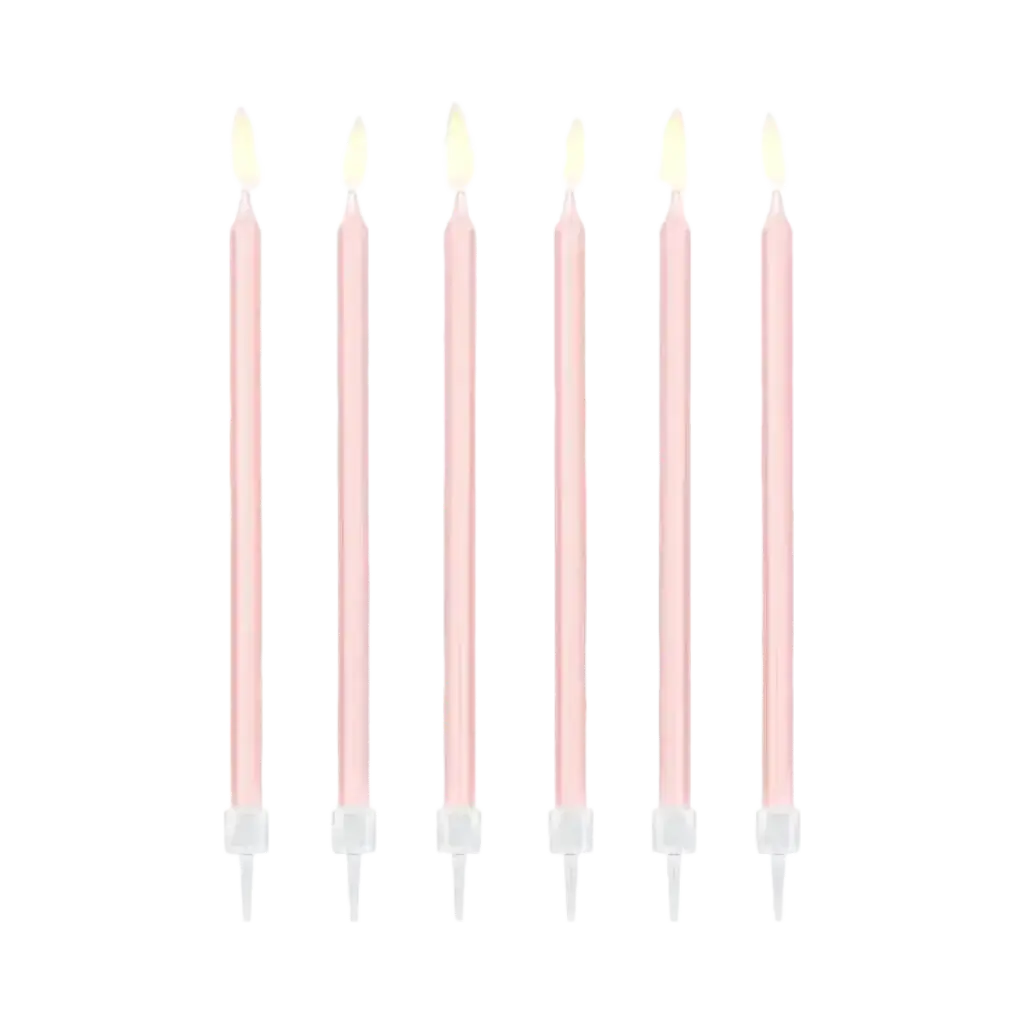12 light pink birthday candles (14cm)