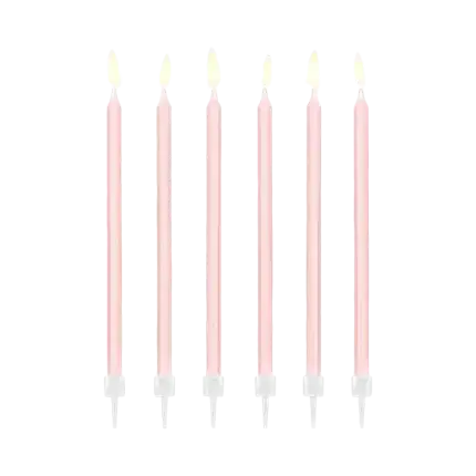 12 light pink birthday candles (14cm)