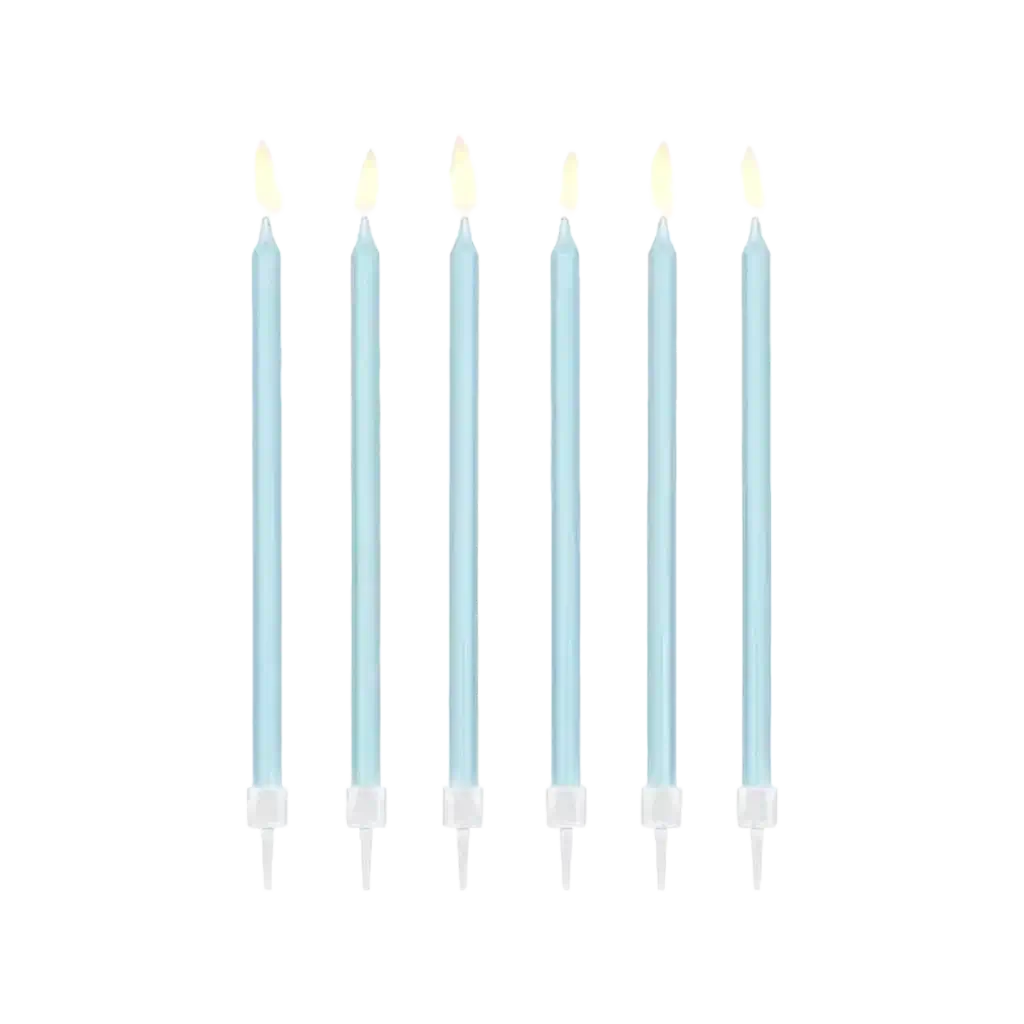 12 birthday candles light blue (14cm)
