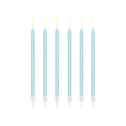 12 birthday candles light blue (14cm)