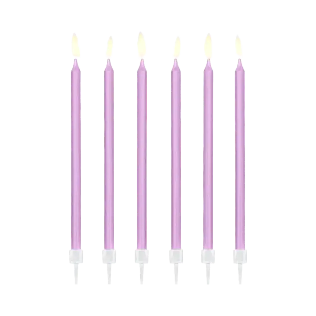 12 purple birthday candles (14cm)