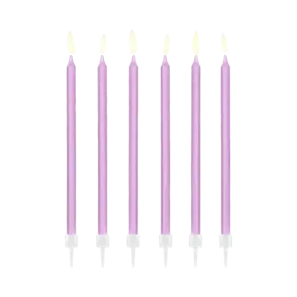 12 purple birthday candles (14cm)