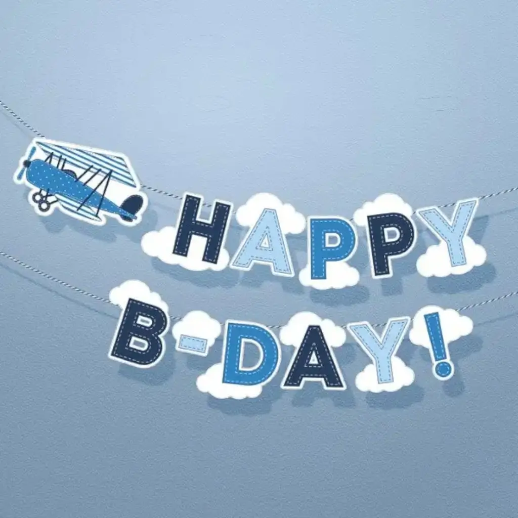 Happy Birthday Aviateur garland blue