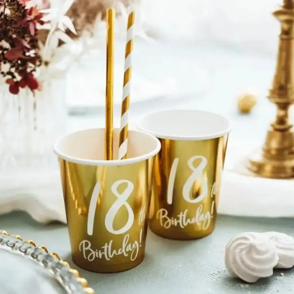  Set of 6 gold cups "18 years".