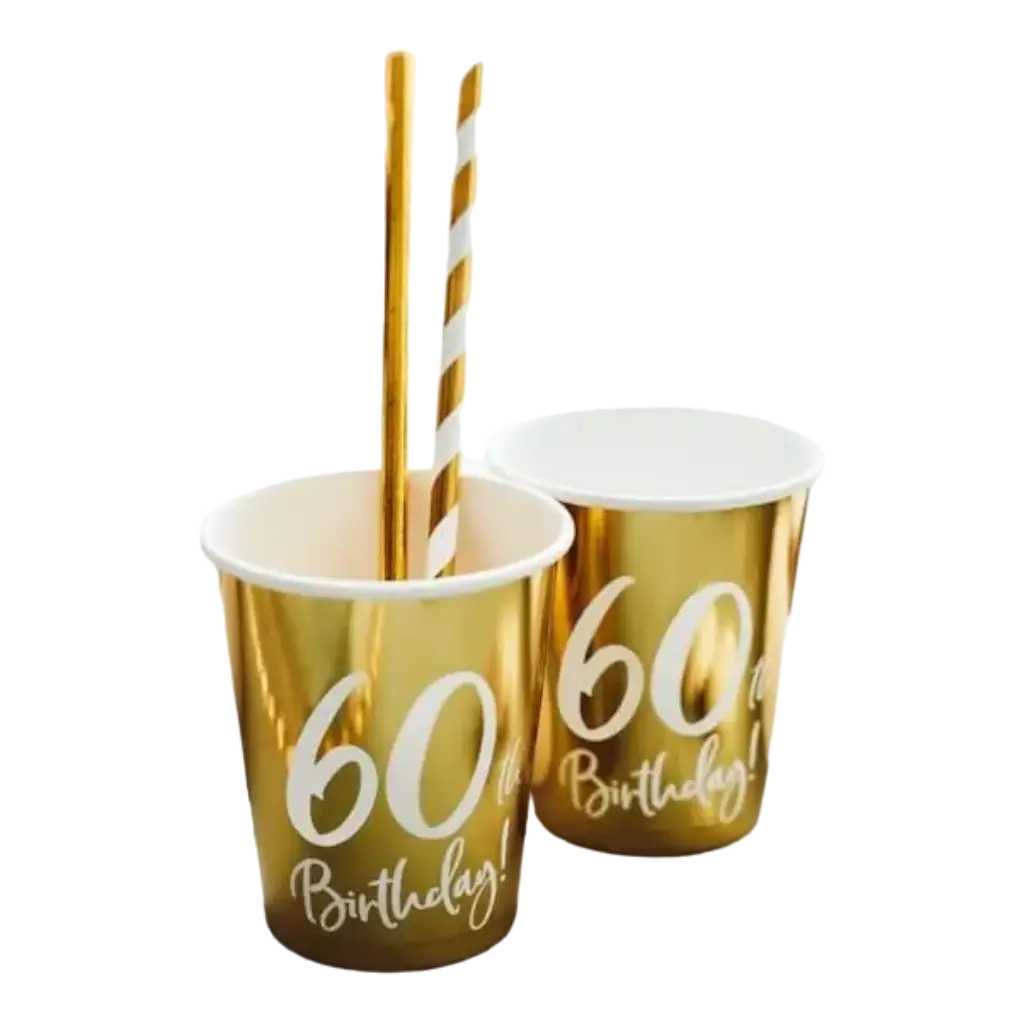 Set of 6 gold cups "60 years".