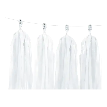 White tassel garland 12 pompons